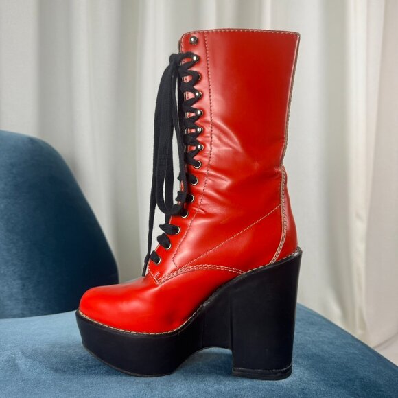 Chloé F/W 2007 Red Patent Leather Platform Boots sz EU 37 / US 6.5 - Picture 14 of 15